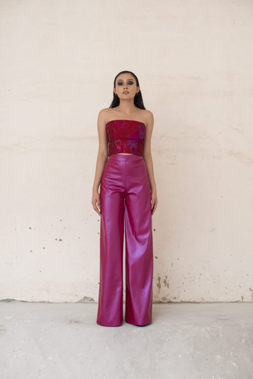 PANTALON EFECTO PIEL PIERNA  ANCHA