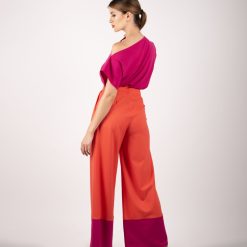 PANTALÓN BICOLOR CON PLIEGUES